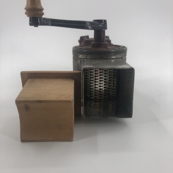 Vintage HARRAS 59 Cast Iron Grinder Table Mounted Wood Block Handle Germany - Picture 7 of 16